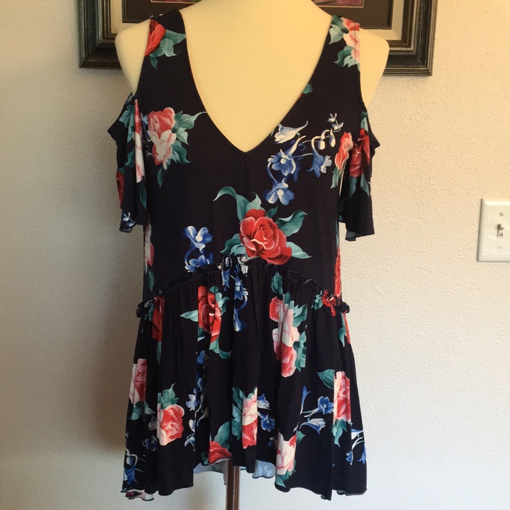 Cold Shoulder Floral Tunic